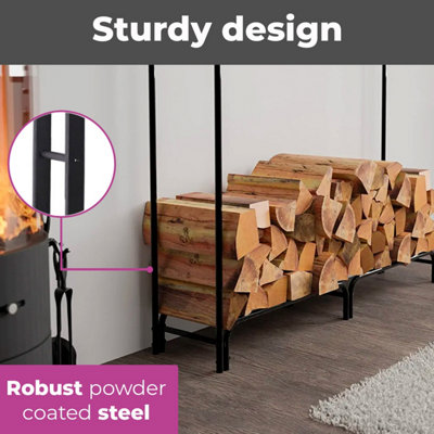 Neo 240cm Outdoor Metal Log Holder Storage Rack with Cover - 4