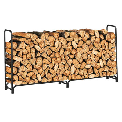 Neo 240cm Outdoor Metal Log Holder Storage Rack with Cover - 9