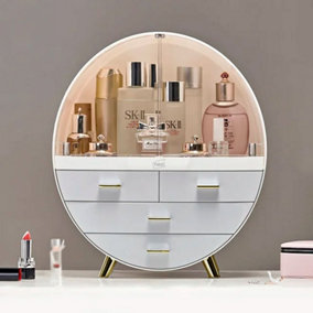 Neo 3 Drawer Round Desktop Cosmetic Makeup Display Storage Box Organiser