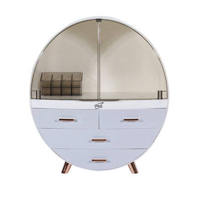 Neo 3 Drawer Round Desktop Cosmetic Makeup Display Storage Box Organiser - 4