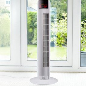 Neo 36 inch White Free Standing 3 Speed Tower Fan with Remote Control