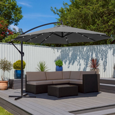 Neo 3M Outdoor Led Lights Freestanding Parasol - Grey