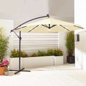 Neo 3M Outdoor LED Lights Freestanding Parasol With Water Base - Cream
