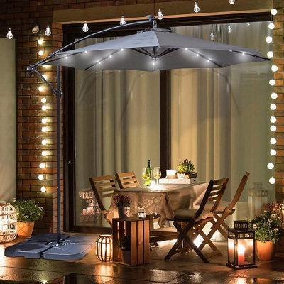 Neo 3M Outdoor Led Lights Freestanding Parasol With Water Base - Grey | DIY  at Bu0026Q
