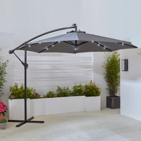 Neo 3M Outdoor Led Lights Freestanding Parasol With Water Base - Grey