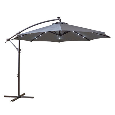 Neo 3M Outdoor Led Lights Freestanding Parasol With Water Base - Grey