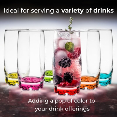 Neo 6x Multicolour 390ml Highball Glasses - 3