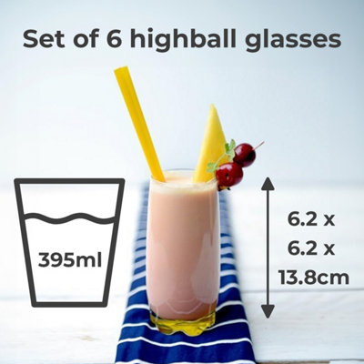 Neo 6x Multicolour 390ml Highball Glasses - 4