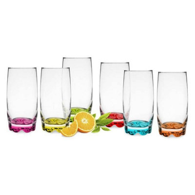 Neo 6x Multicolour 390ml Highball Glasses - 8