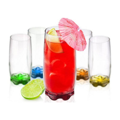 Neo 6x Multicolour 390ml Highball Glasses - 9