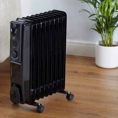 Neo 9 Fin 2000W Black Electric Oil Filled Radiator | DIY at B&Q