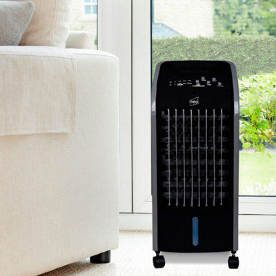 Neo Black 4 Litre 80W Oscillating Portable Evaporative Cooler Fan with ...