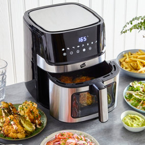 Neo Black Electric 8.5L Digital Air Fryer with Dual Drawer and Glass  Viewing Window