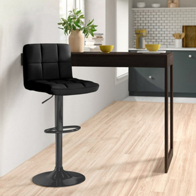 Faux Leather Bar Stool with Matt Black Leg