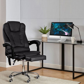 Neo Black Faux Leather Computer Recliner Massage Chair With Footrest