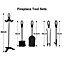 Neo Black Fireplace Fireside Set Fire Tool Accessories Storage Rack with 5 Piece
