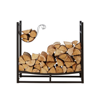 Neo Black Firewood Log Rack With Hooks