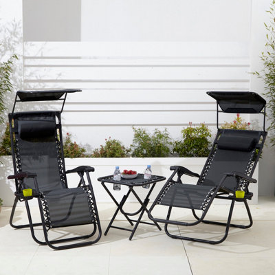 Neo Black Folding Zero Gravity Garden Chairs and Table Set DIY at B&Q