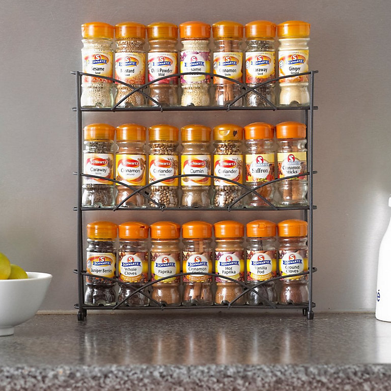 Neo Black Free Standing 3 Tier Table Top Spice Rack | DIY at B&Q