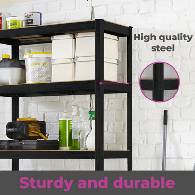 Neo Black Large 5 Tier Large Steel Garage Shelving - 5