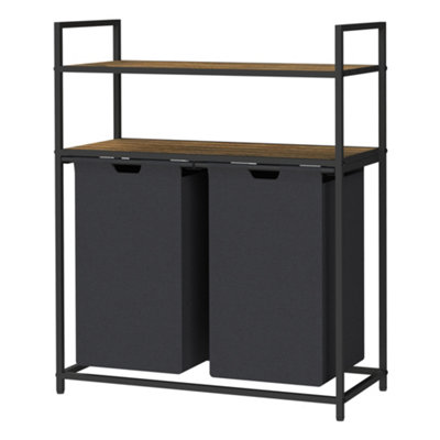 Neo Black Laundry Basket Hamper With 2 Shelves - 6