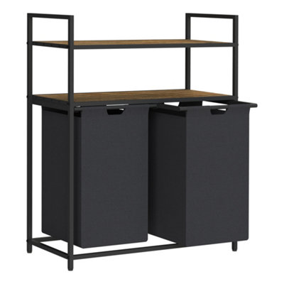 Neo Black Laundry Basket Hamper With 2 Shelves - 1
