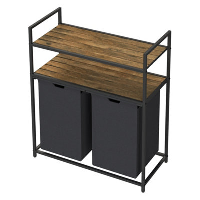 Neo Black Laundry Basket Hamper With 2 Shelves - 7
