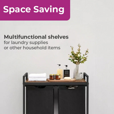 Neo Black Laundry Basket Hamper With Shelf Neo Black Laundry Basket Hamper With Shelf Neo Black Laundry Basket Hamper With Shelf - 3