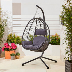 Neo Dark Grey Egg Swing Hanging Chair With Cushions