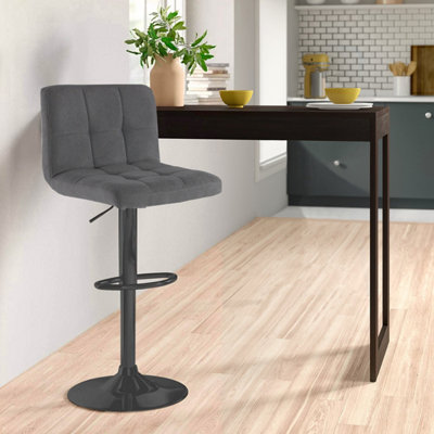 Neo Dark Grey Fabric Bar Stool with Matt Black Leg DIY at B&Q