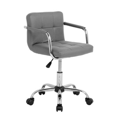 Neo Dark Grey Faux Leather Office Chair with Chrome Legs DIY at B Q