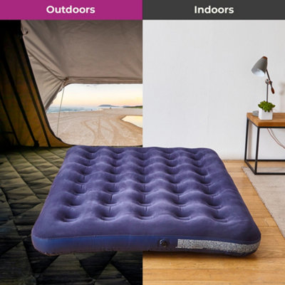 Neo Double Flocked Inflatable Airbed Mattress with Pump Included DIY at B Q