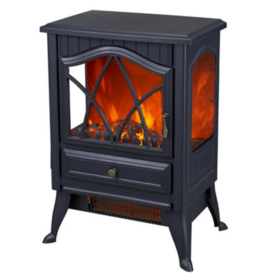 Neo Electric Fire Heater Realistic Flame Effect - Black