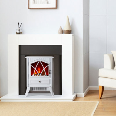 Neo Electric Fire Heater Realistic Flame Effect - White