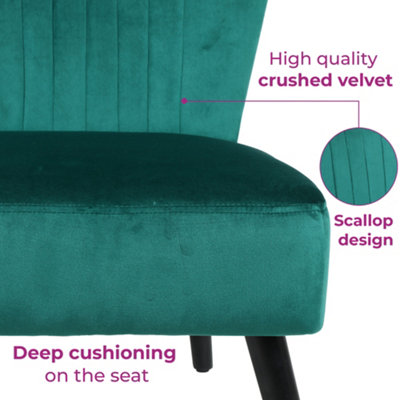 Neo Emerald Green Crushed Velvet Shell Accent Chair