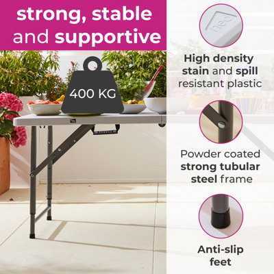 Neo Folding Picnic Table Portable 4FT Extendable Height