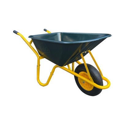 Neo Garden Wheelbarrow Heavy Duty 110L 150kg Durable Plastic Green Tray Barrow Pneumatic Wheel Tyre Loads Equine Yard Gardening - 8
