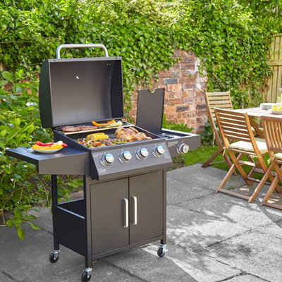 4 Burner Gas BBQ with Side Burner, BBQs