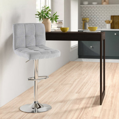 Neo Grey Fabric Cuban Swivel Bar Stool with Polished Chrome Leg DIY