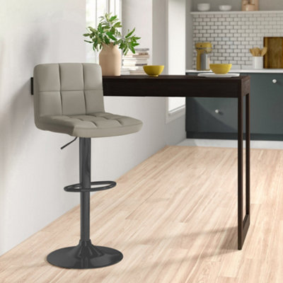 Neo Grey Faux Leather Bar Stool with Matt Black Leg DIY at B&Q