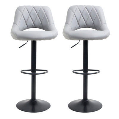 Neo Grey Faux Leather Barstool with Matt Black Leg DIY at B Q