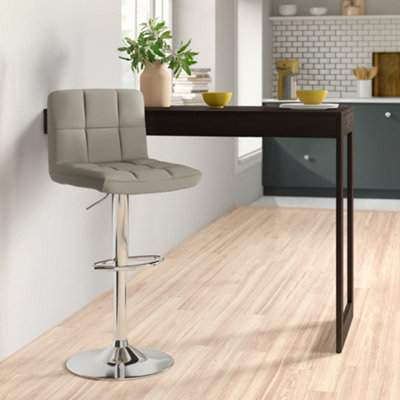 Neo Grey Faux Leather Swivel Bar Stool with Polished Chrome Leg DIY