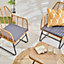 Neo Grey Garden Furniture Patio Wicker Bamboo Style Chair Table Outdoor Rattan Bistro Set 3 Piece