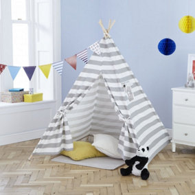 Neo Grey Striped Canvas Kids Tent TeePee