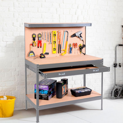 Neo Grey Workbench Heavy-Duty Steel Pegboard Drawer