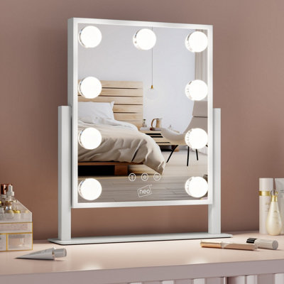 Neo Hollywood Vanity Touch Mirror with 9 LED Bulbs Lights