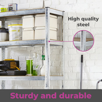 Neo Large Galvanised 5 Tier Garage Shelving Racking - 5
