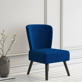 Neo Midnight Blue Crushed Velvet Shell Accent Chair
