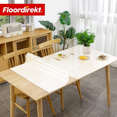 Neo Milky Semi Transparent PVC Table Protector Bevelled Edge Water ...