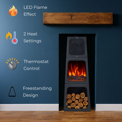 Neo Modern Tall Triangle Pyramid Free Standing Electric Fireplace Stove ...